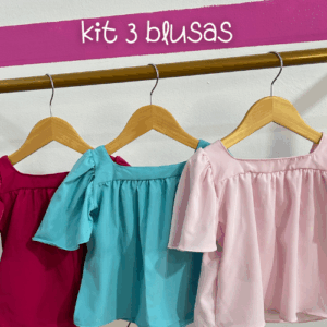 PROMOÇÃO KIT 3 blusas femininas infantil lisas, blusa confortável e elegante