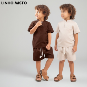 Conjunto Gola Padre Masculino Linho Misto